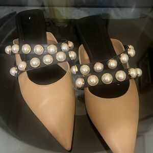 Zara Pearl Beaded Flat Mules